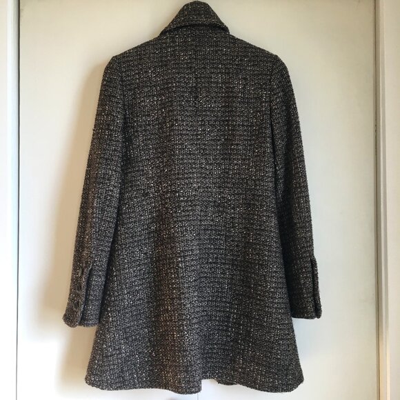 7 For All Mankind Long Tweed Wool Blend Double Breasted High Collar Coat - Picture 2 of 16